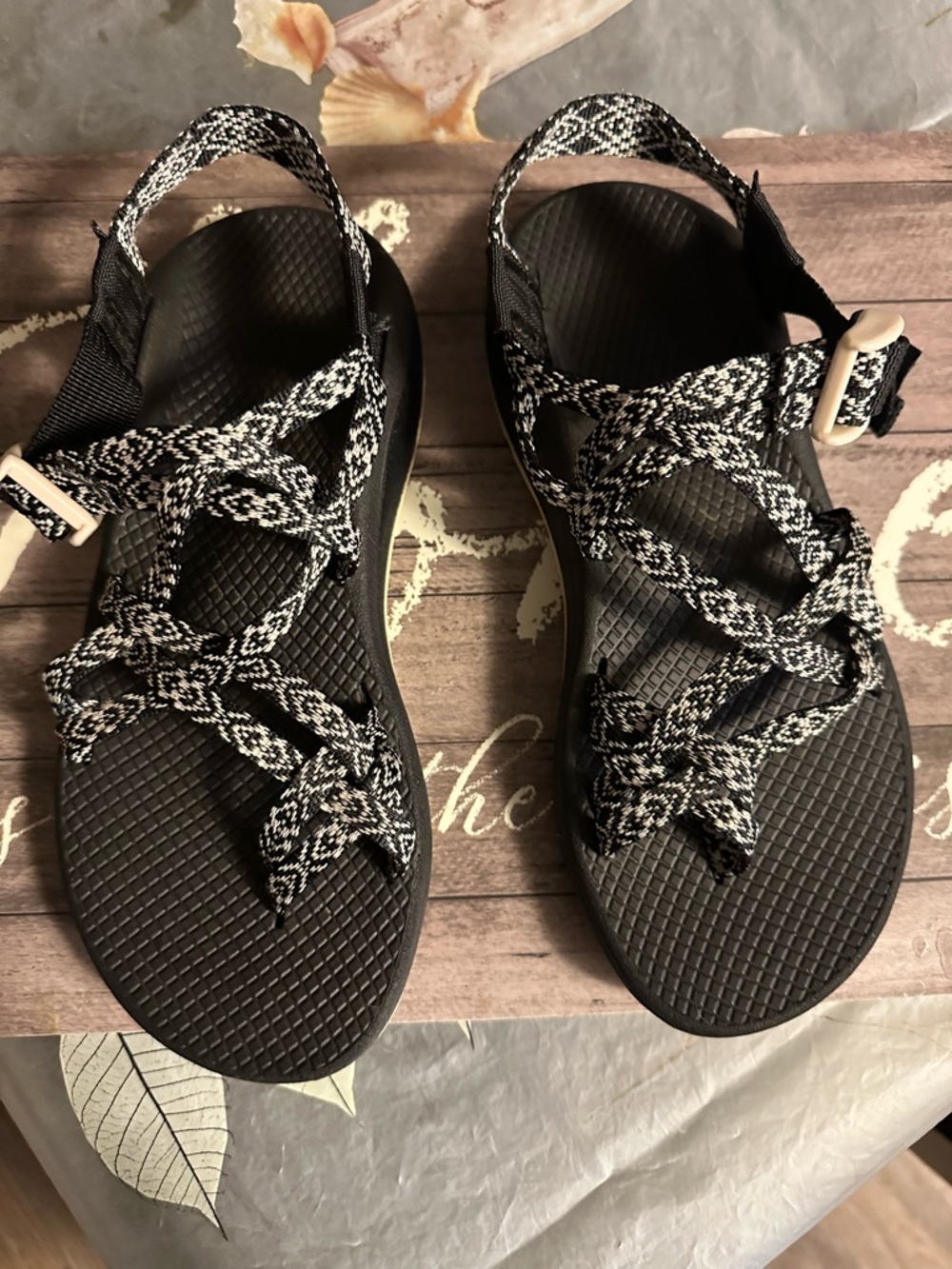 Chaco Women's Black and White Strappy Outdoor Sandals - Picture 2 of 8